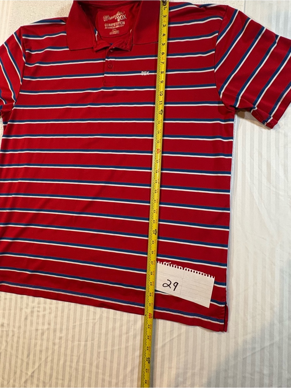 Wrangler 20X Competition Polo Shirt Mens XXL Red Striped Short Sleeve Golf Work